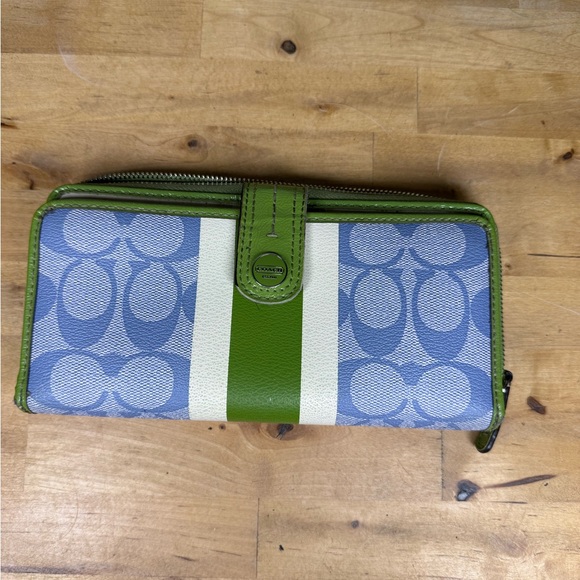 Coach Blue and Green Wallet - Picture 1 of 14